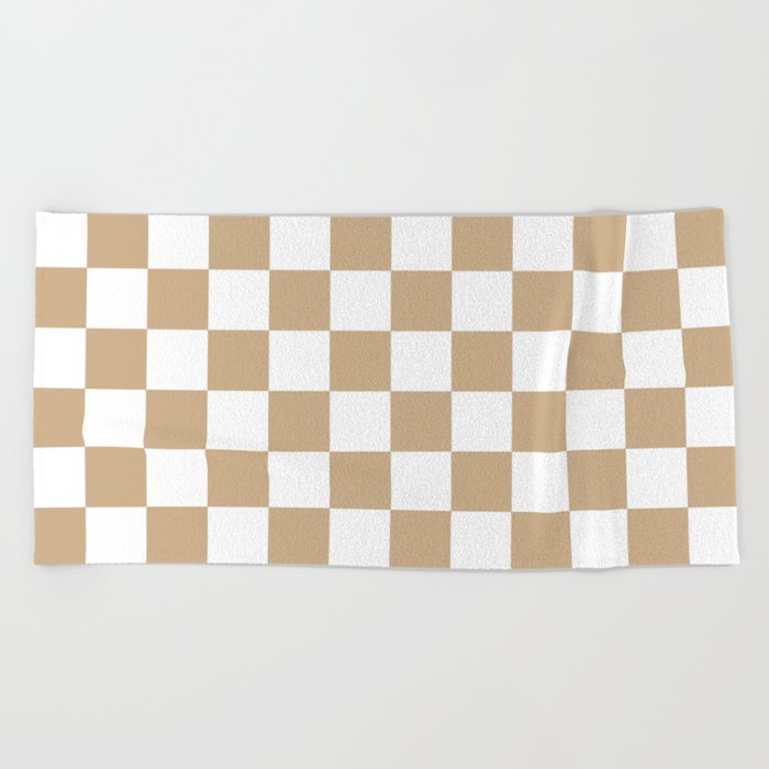 Checkered (Tan & White Pattern) Beach Towel
