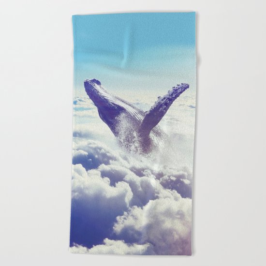 Cloudy whale Beach Towel