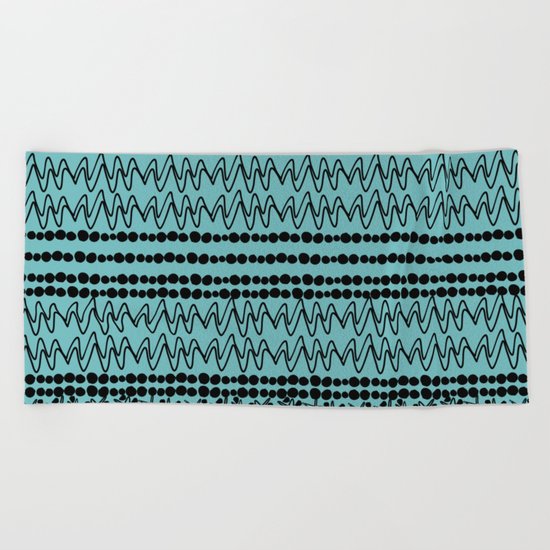 squiggle lines 2 Beach Towel