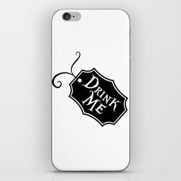 "Drink Me" Alice in Wonderland styled Bottle Tag Design in Black & White iPhone Skin