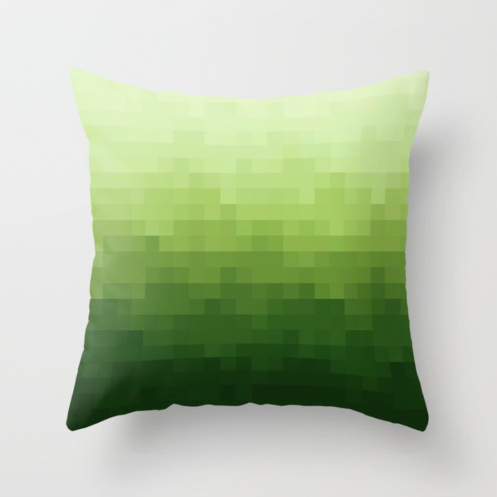 Gradient Pixel Green Throw Pillow