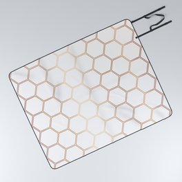 Geometric Honeycomb Pattern - Rose Gold #372 Picnic Blanket