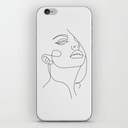 Woman In One Line Gray Background iPhone Skin