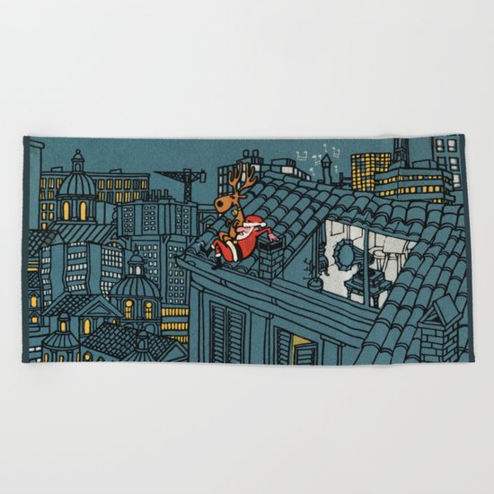 Santa Claus Relaxing Break Beach Towel