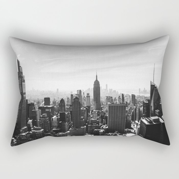 New York City Skyline Photography | Black and White Rectangular Pillow