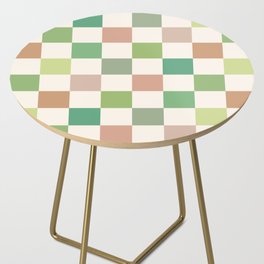 Green & Beige Neutral Checker Side Table