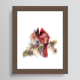 Cardinal Birds Couple Framed Art Print