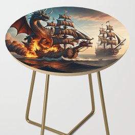 Ocean Ships Fire Dragon  Side Table