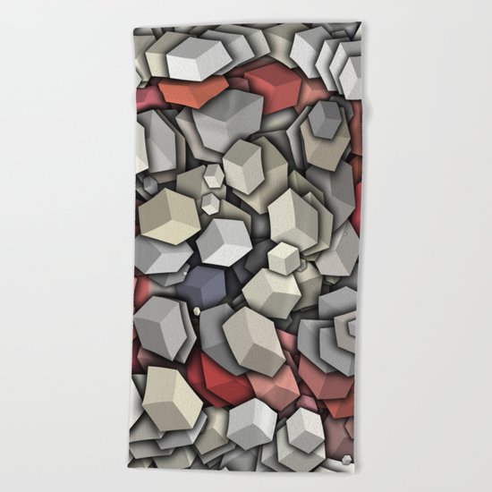 Chaotic 3D Cubes Beach Towel