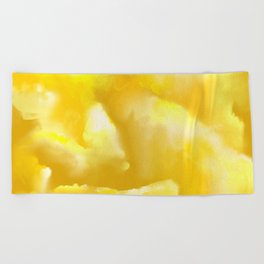 Yellow Gold Brushed Clouds Beach Towel
