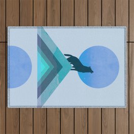 Abstraction_BLUE MOON_WOLF_FOREST_Minimalism_001 Outdoor Rug