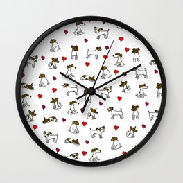 Jack Russells And Love Hearts Wall Clock
