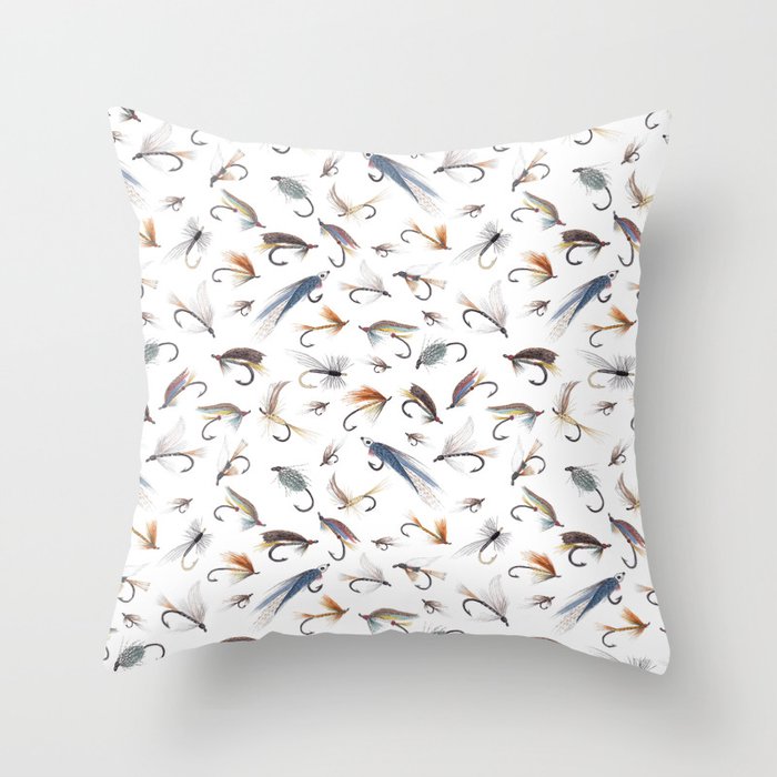 Fly Fishing Lures for Freshwater Fish Throw Pillow
