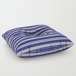 [ Thumbnail: Dark Gray & Midnight Blue Colored Pattern of Stripes Floor Pillow ]