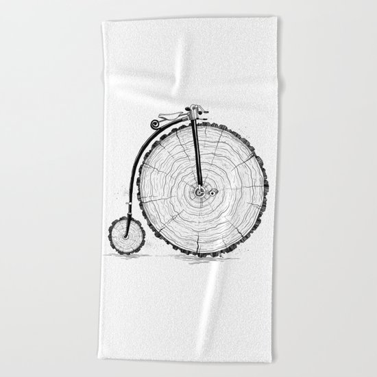 wooden bicycle Beach Towel