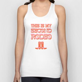 This is My Second Rodeo (pink and orange old west letters) Unisex Tank Top