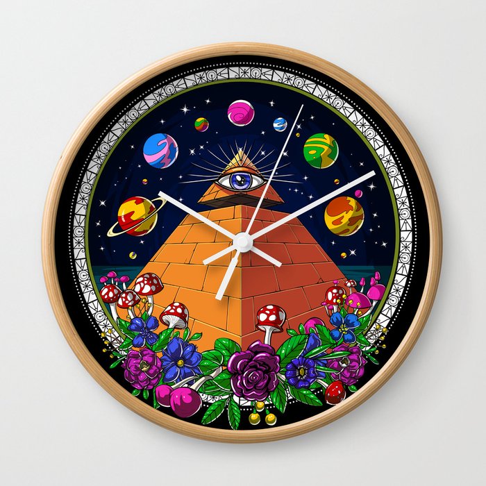 Psychedelic Magic Mushrooms All Seeing Eye Wall Clock