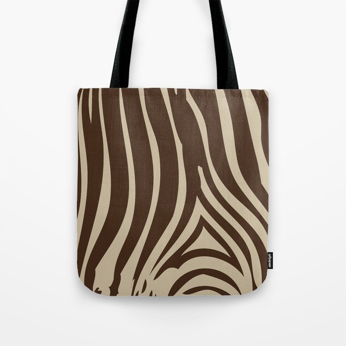 Zebra Stripes | Animal Print | Chocolate Brown and Beige | Tote Bag