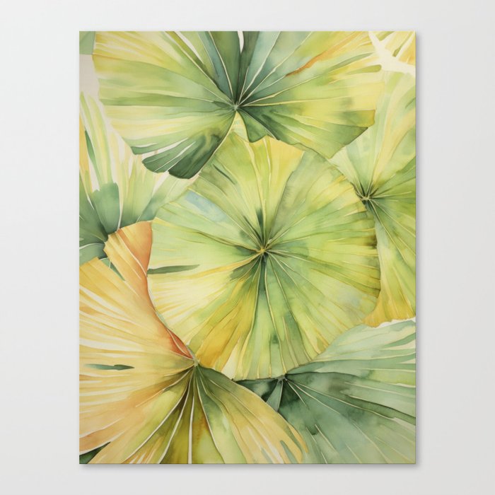 Shiny Tropical Summer Leaves Garden Canvas Print