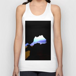 Blue ocean waves photography from a sea cave - blue ocan summer beach cave landscape - sae cave landscape Unisex Tank Top