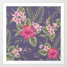 Beautiful Exotic Pink Purple Flowers Collection Art Print