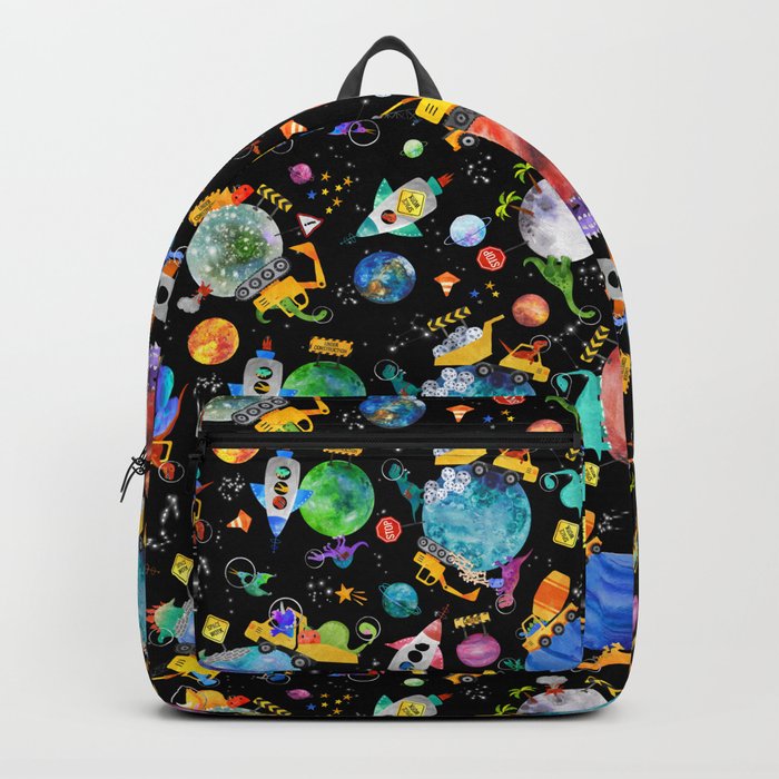 Watercolor Dinosaur Space Construction Backpack