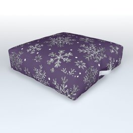 Silver snowflakes plum purple Christmas  Outdoor Floor Cushion