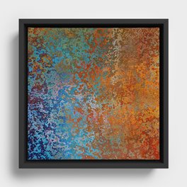 Vintage Rust, Copper and Blue Framed Canvas
