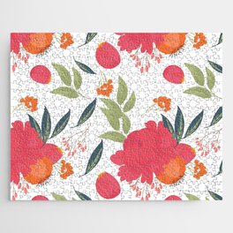 Spring Floral - Pink flower foliage Jigsaw Puzzle