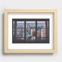 window view of Chicago city buildings Recessed Framed Print