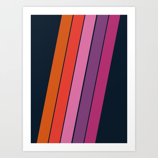 Groovy - retro throwback 70s 1970s stripes beach 70's vibes minimal art Art Print