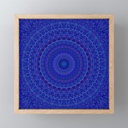 Blue Psychedelic Floral Mandala Framed Mini Art Print