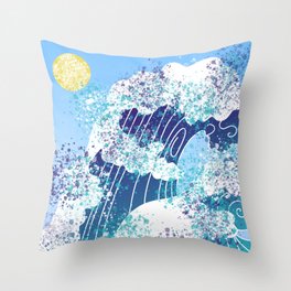 Surfing waves Throw Pillow