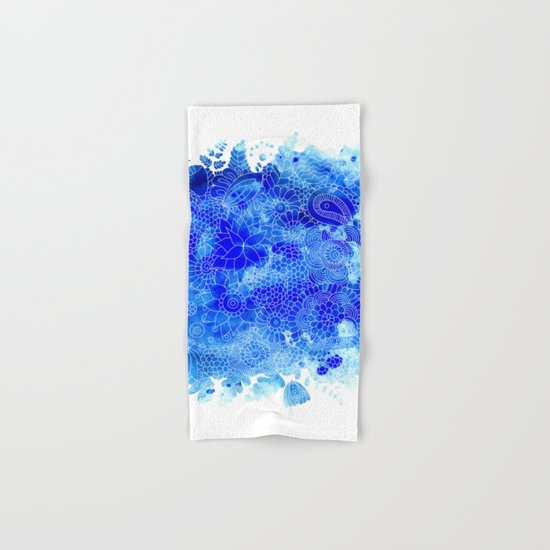 Blue Floral Pattern 02 Hand & Bath Towel