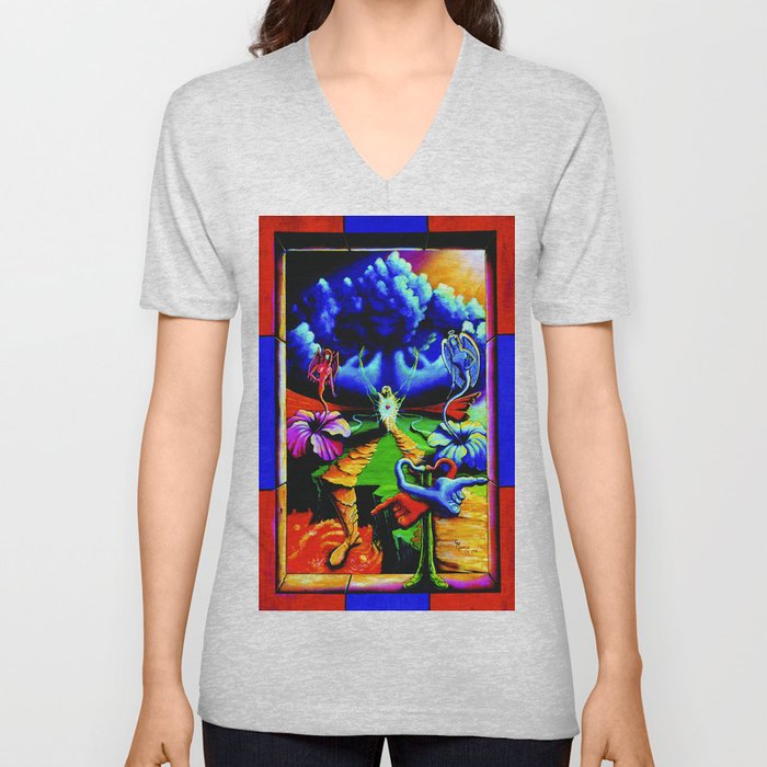 Trippy Cool Hippie Psychedelic Colors Room Wall Decor Spiritual Surreal Angel Art V Neck T Shirt