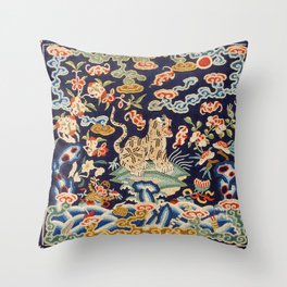 Oriental Tiger vintage embroidery tapestry Throw Pillow