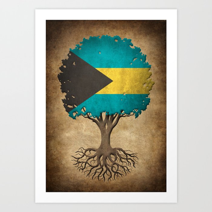 Vintage Tree Of Life With Flag Of Bahamas Art Print By Jeffbartels Society6
