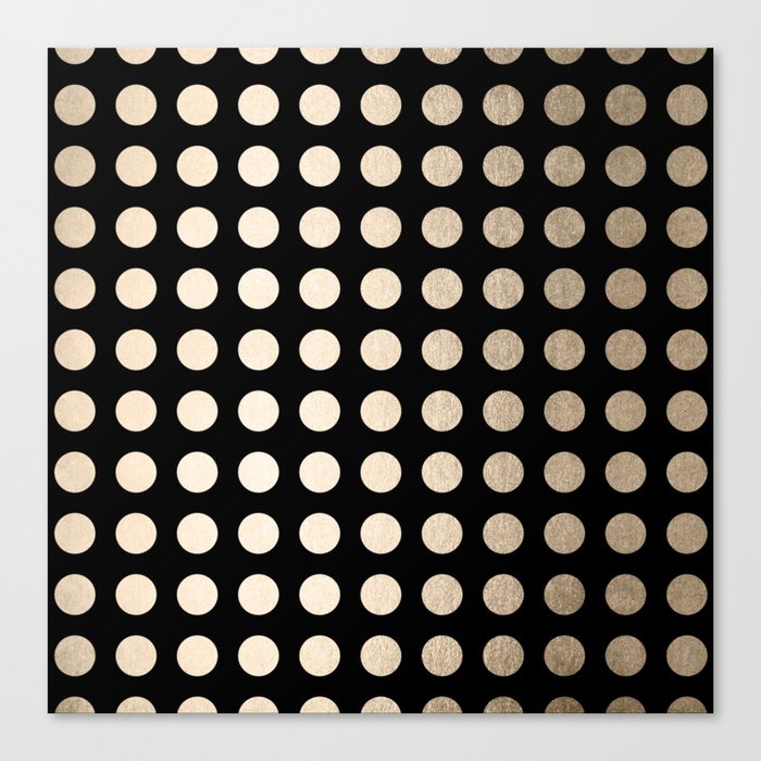 White Gold Sands Polka Dots on Midnight Black Canvas Print