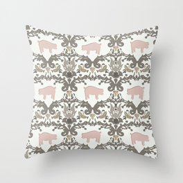 pig damask Throw Pillow