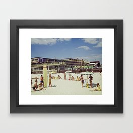 1960's beach picture from the Admiral Motel in Wildwood, New Jersey Framed Art Print | Color, Bikini, Beach, Vacationresort, Retrowildwoodmotel, Admiralmotel, Vintagemotel, Longboard, Bathingsuits, Scubagear 