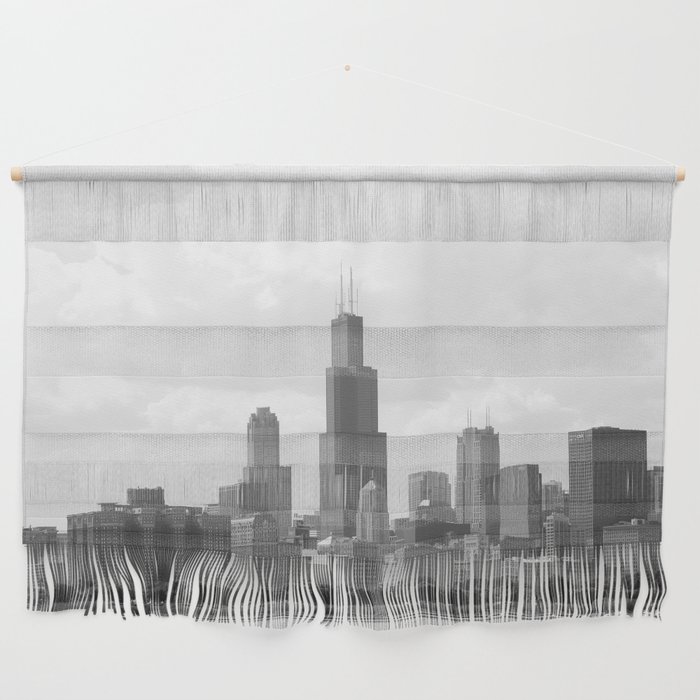 Chicago Skyline Black and White Wall Hanging