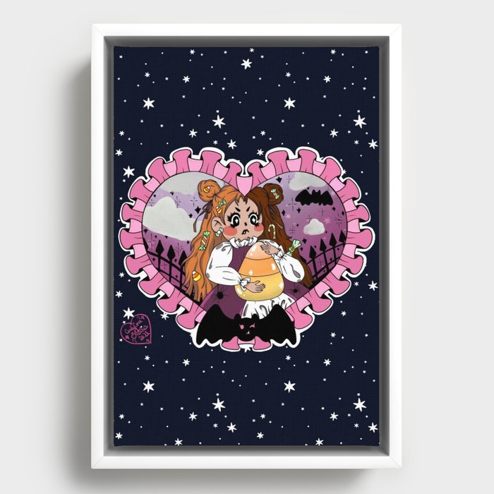 Candy Corn Girl Framed Canvas