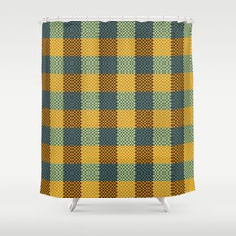Pixel Plaid - Winter Walk Shower Curtain