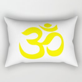 Yellow AUM / OM Reiki symbol on white background Rectangular Pillow
