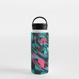 Teal Psychedelic Checkered Warp  Water Bottle