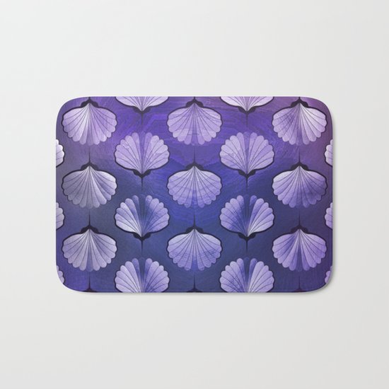Blue sea geometric pattern texture on blurred background. Graphic illustration of seashells template Bath Mat
