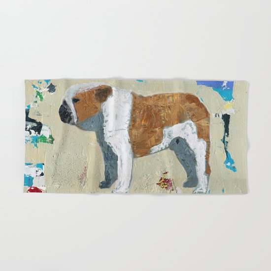 English Bulldog Abstract Art Hand Bath Towel By Shawnmcnulty