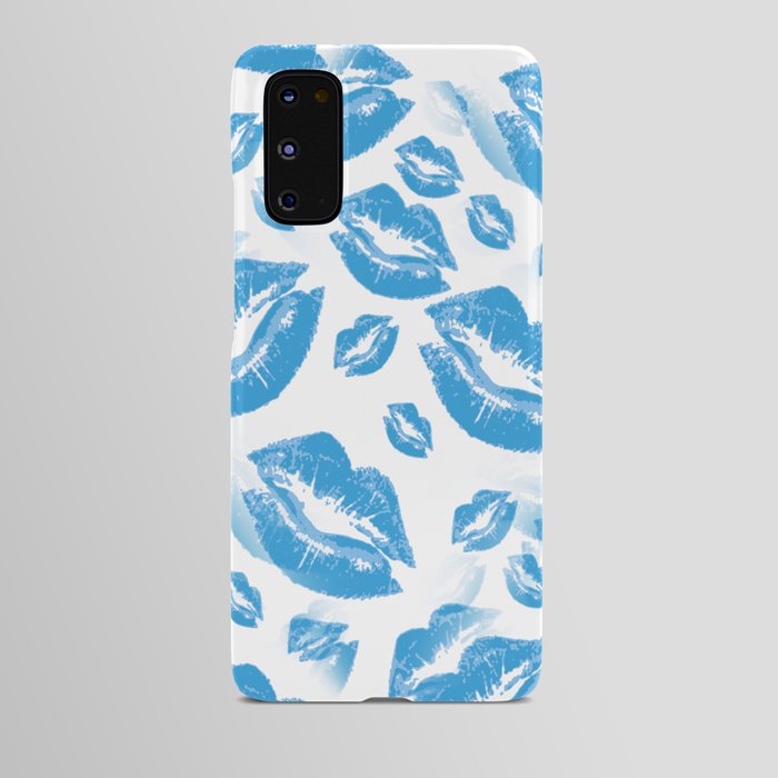 Two Kisses Collided Boyish Blue Lips Pattern Android Case