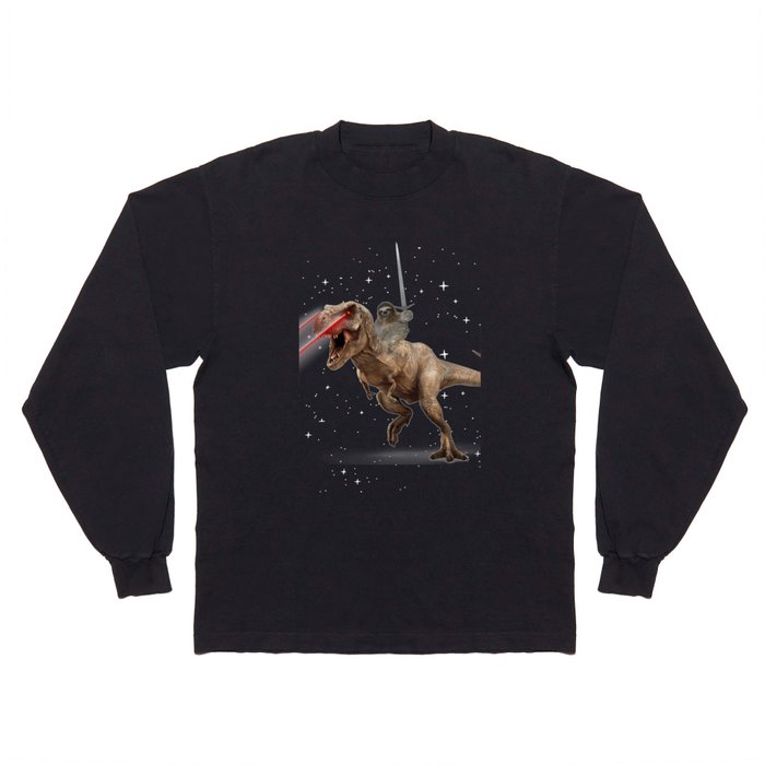Awesome Sloth Riding Laser Dinosaur with Claymore Long Sleeve T Shirt