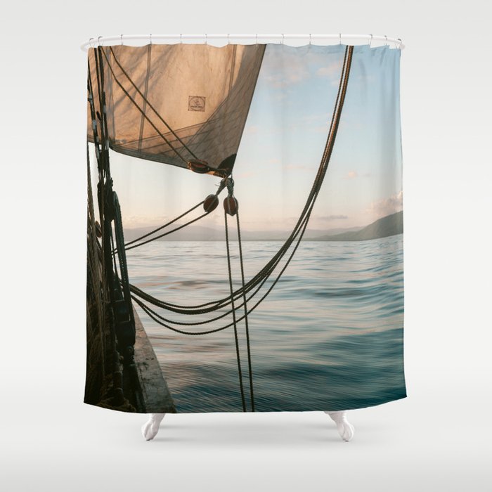 Sailing I Sailboat I Haiti I Caribbean Sea I ocean I Travel photography I art print I pirate Shower Curtain